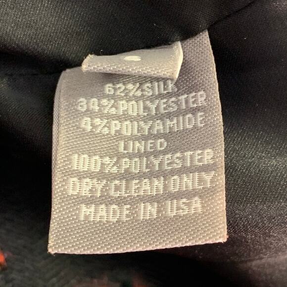 LELA ROSE Size 6 Black Red Silk Blend Floral Evening Cocktail Dress - Picture 11 of 11